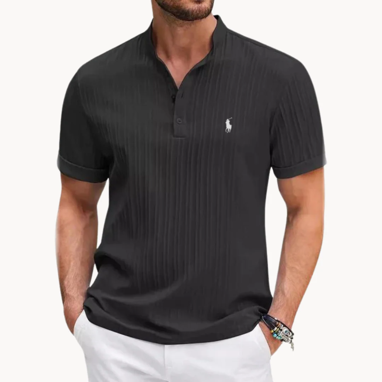 L.C Ribbed Henley Shirt - Clearance Sale