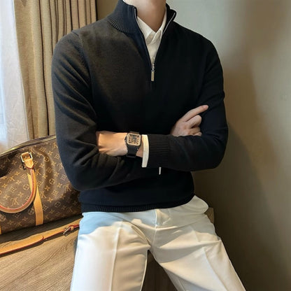 Jersey de punto con cuello semialto y cremallera Old Money