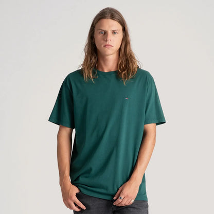 Klassinen slim-fit T-paita pyöreällä kaula-aukolla - tummanvihreä