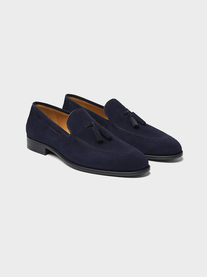 Suède loafers met kwastjes