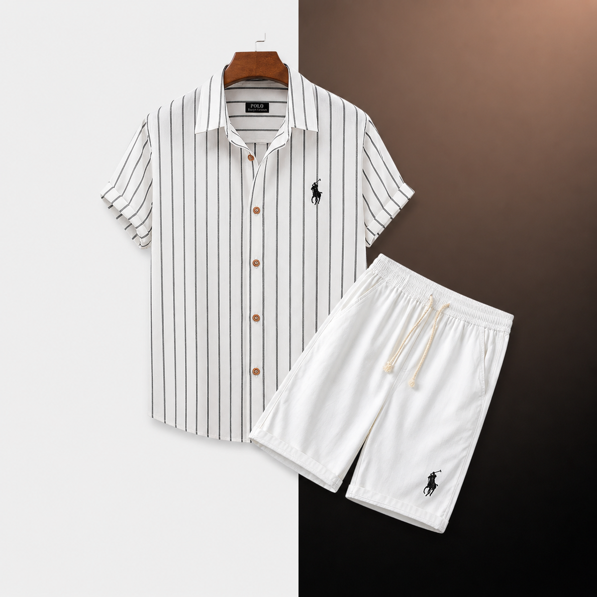 Relaxed Fit Striped Shirt and Shorts Set