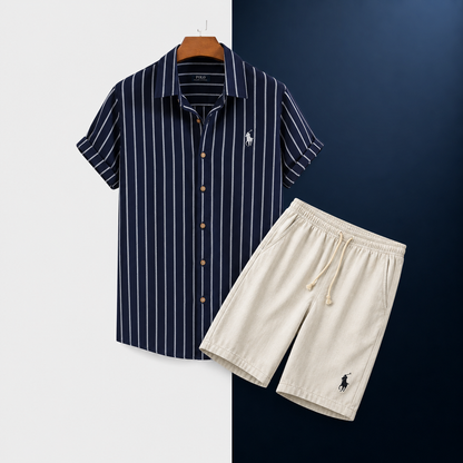 Relaxed Fit Striped Shirt and Shorts Set