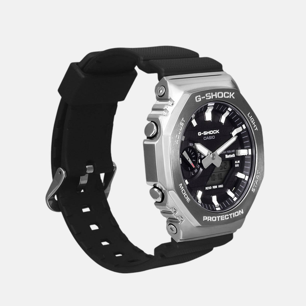 G-SHOCK Silver Dial Black Resin Strap Analog-Digital Watch - For Men G1159 (GM-2100-1ADR)