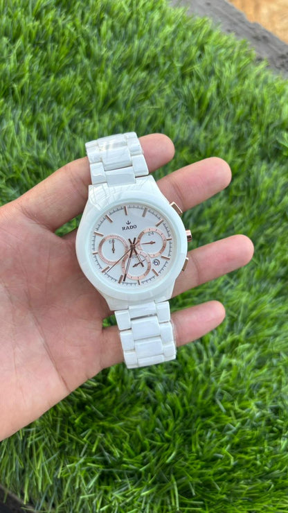 Rado HyperChrome Automatic White Dial Chronograph Watch For Men's