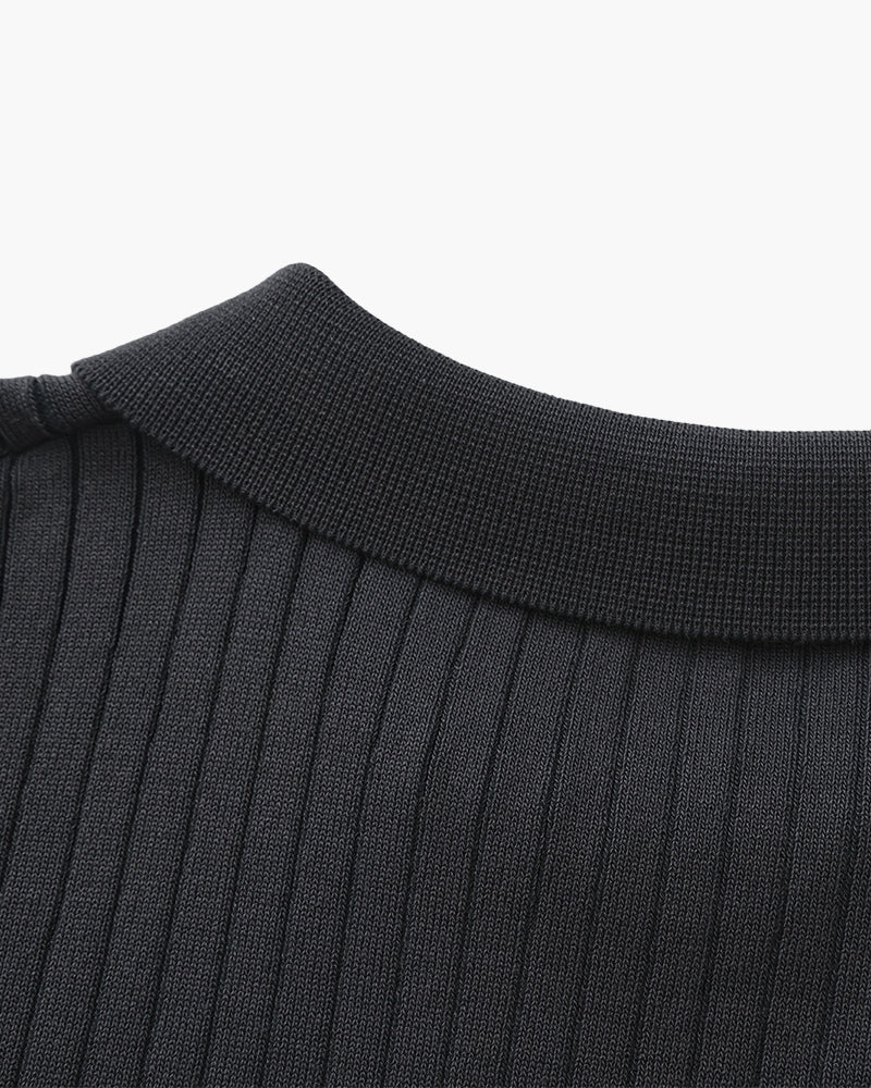 Premium Ribbed Knit Polo