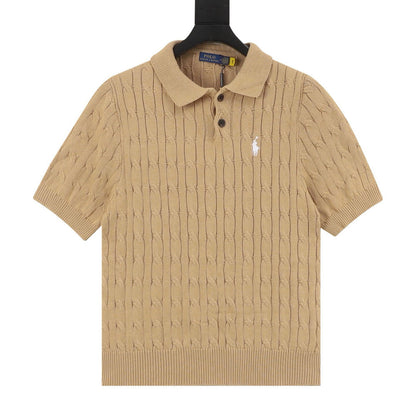 Ralph Lauren Spurs Knitted Polo Shirt Camel