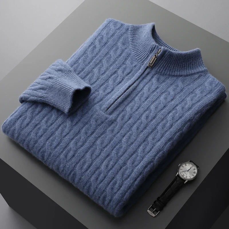 Old Money 100% Cashmere Quarter-Zip Sweater