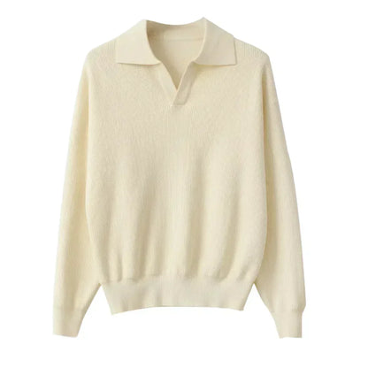 Polo-sweater med V-hals