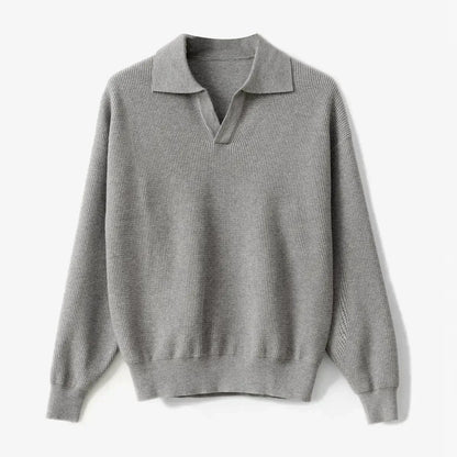 Polo-sweater med V-hals