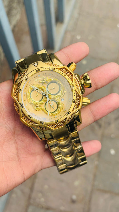 Invicta Gold Dial Watch For Men's