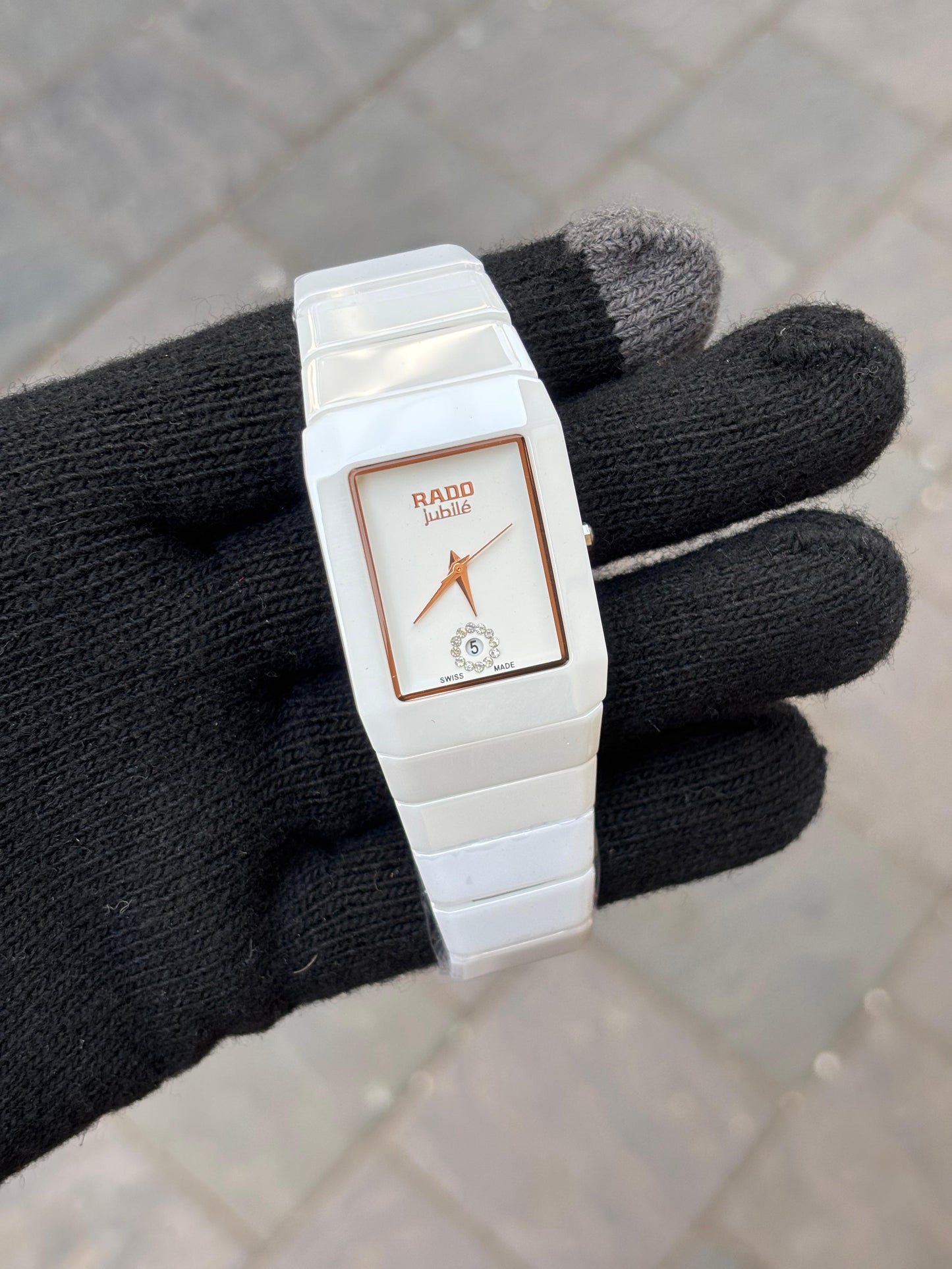 Rado Square White Dial Ciramic Belt Watch For Men's