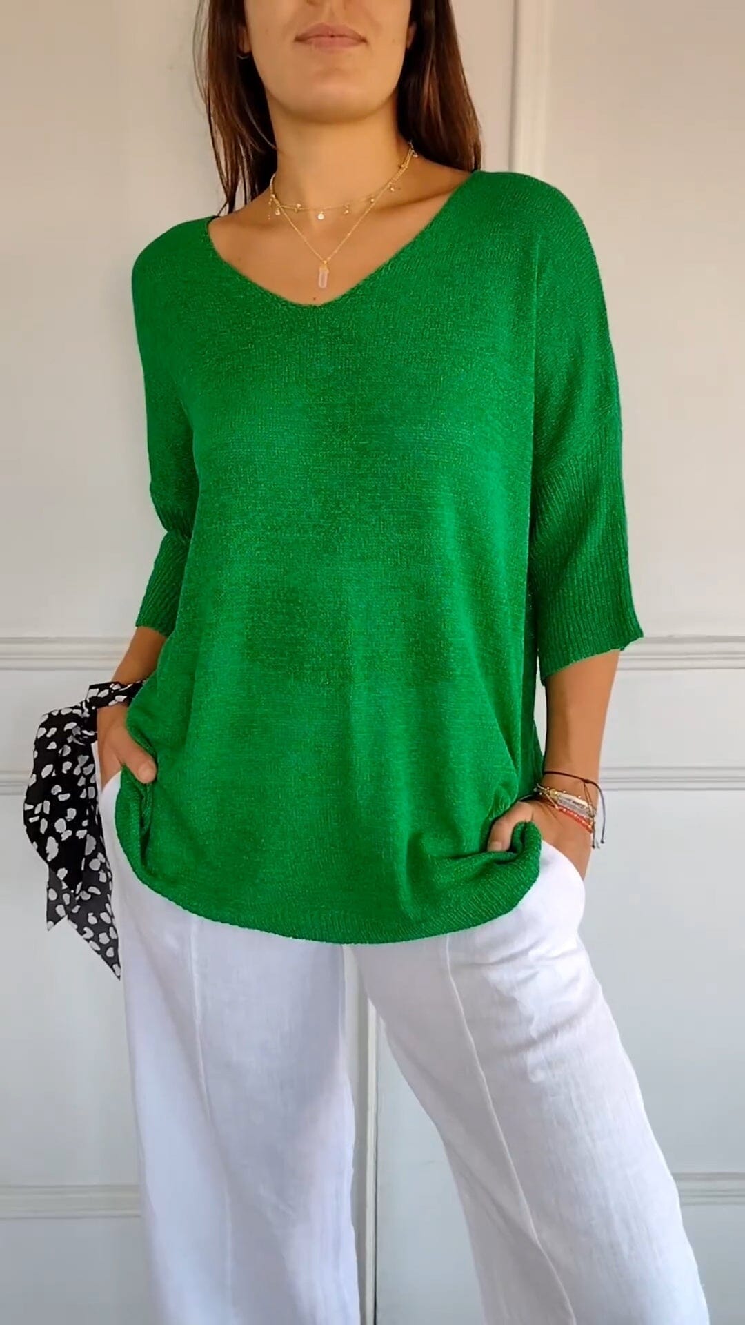 "AuraLuxe V-Neck Knit Top" Minha loja Green XS (UK 6) 
