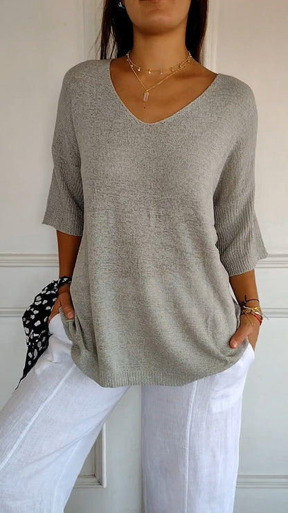 "AuraLuxe V-Neck Knit Top" Minha loja Grey XS (UK 6) 