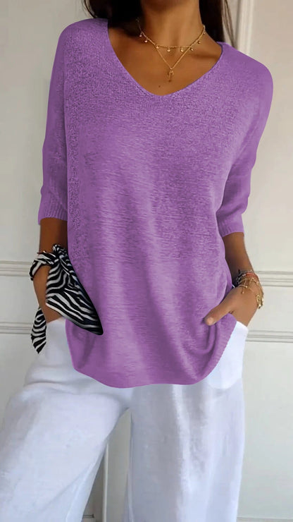 "AuraLuxe V-Neck Knit Top" Minha loja Purple XS (UK 6) 
