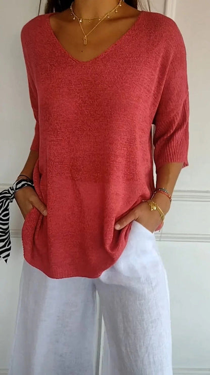 "AuraLuxe V-Neck Knit Top" Minha loja Red XS (UK 6) 