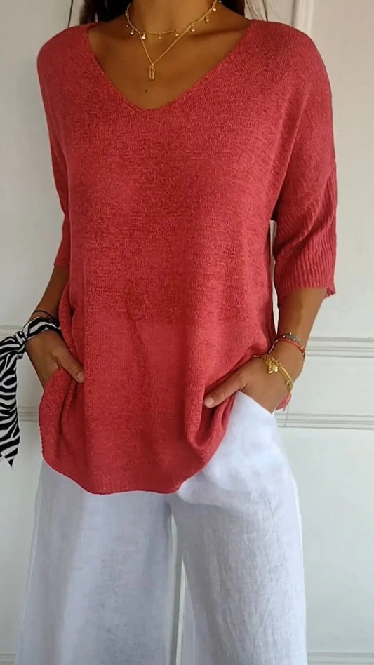 "AuraLuxe V-Neck Knit Top" Minha loja Red XS (UK 6) 