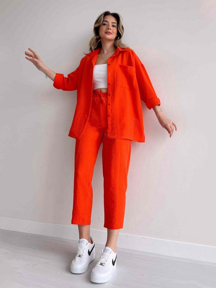 Carla™ Linen Two Piece Set Minha loja Orange XS 