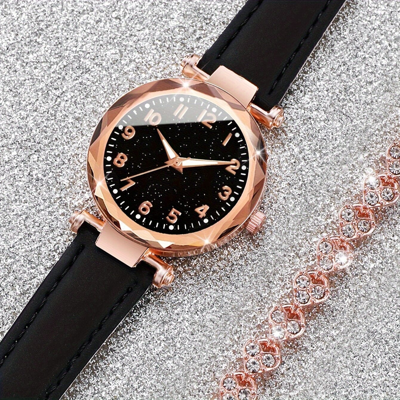Casual Elegance Set - Quartz Watch with PU Leather Strap and Bracelet Minha loja 