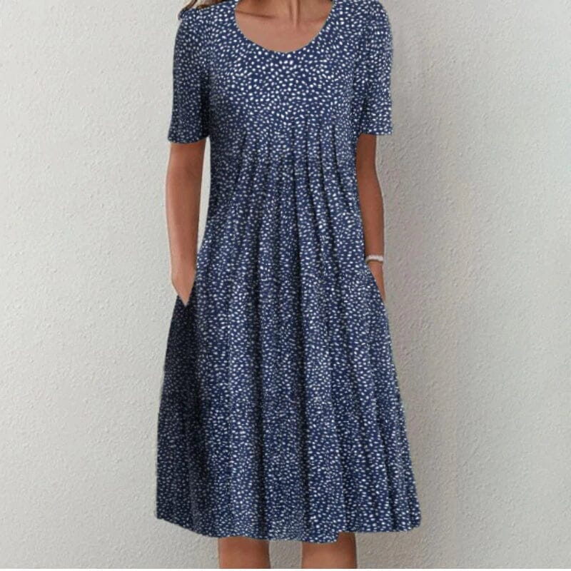 Charlotte-Elegant Dress Dress Minha loja Blue with dots S 