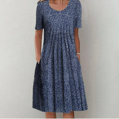 Charlotte-Elegant Dress Dress Minha loja Blue with dots S 