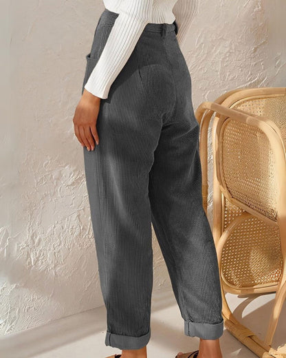 Clara™ | Retro Corduroy High-Waisted Pants Pants Minha loja 