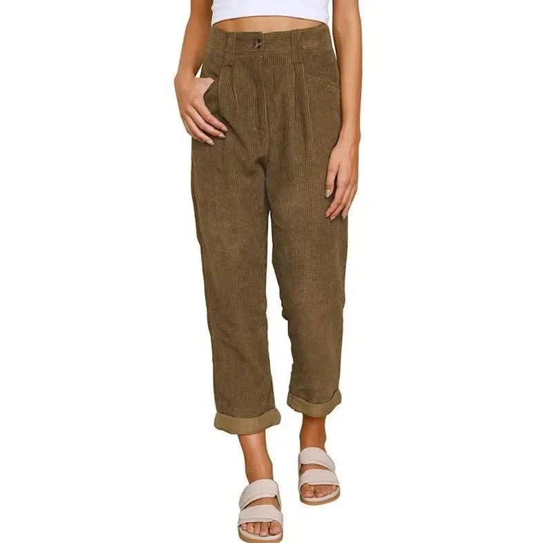 Clara™ | Retro Corduroy High-Waisted Pants Pants Minha loja Brown S 