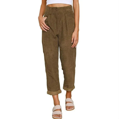 Clara™ | Retro Corduroy High-Waisted Pants Pants Minha loja Brown S 