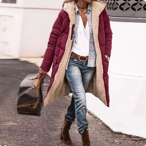 CosyChic Bliss Long Coat Minha loja Whine Red M 