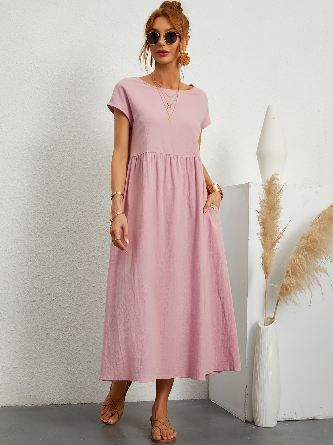 Emma-Casual Dress Dress Minha loja Pink S 