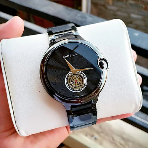 Carti-er Black And Glass Analog Watch For Men