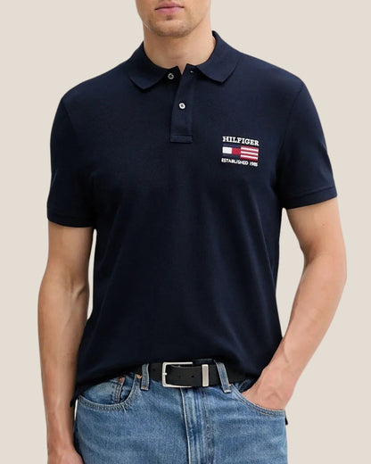 Polo Maniche Corte Bandiera Ricamata