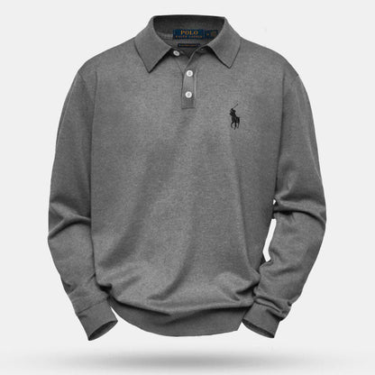 Camisola de malha de lã premium com gola redonda