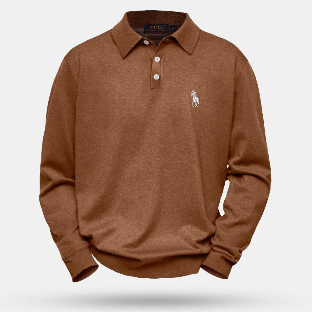 Camisola de malha de lã premium com gola redonda
