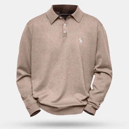Camisola de malha de lã premium com gola redonda