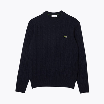 LC Cable Knit Carded Wool Crew Neck Sweater LC Cable Knit Carded Wool Crew Neck Sweater Minha loja Midnight blue S 