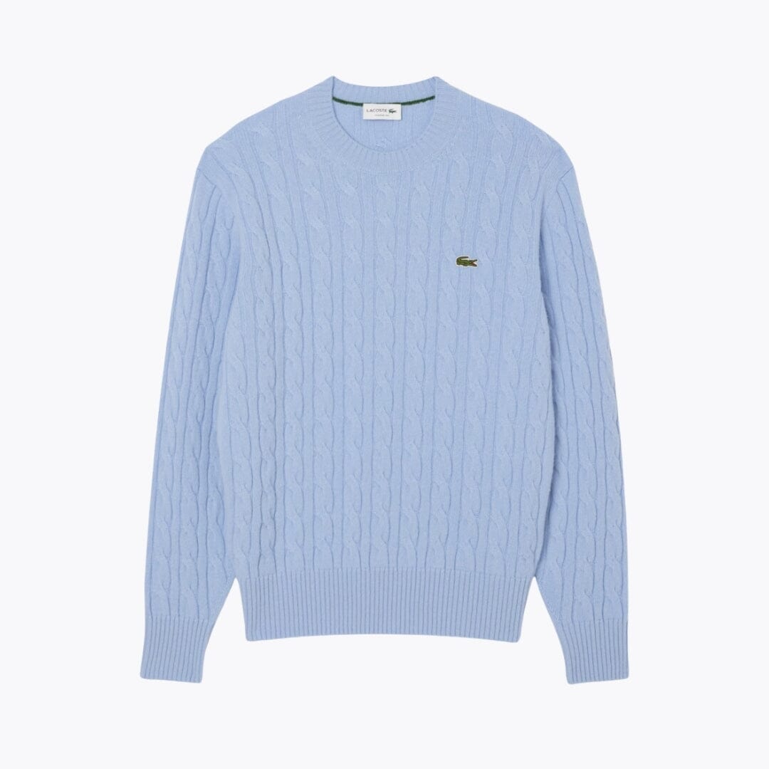 LC Cable Knit Carded Wool Crew Neck Sweater LC Cable Knit Carded Wool Crew Neck Sweater Minha loja Pale blue S 