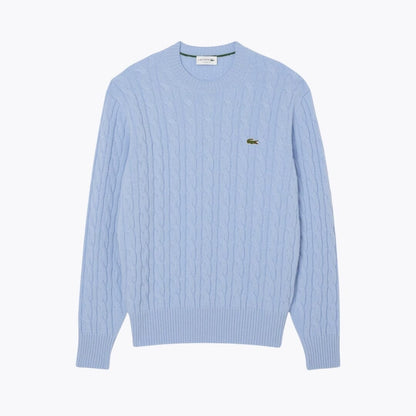 LC Cable Knit Carded Wool Crew Neck Sweater LC Cable Knit Carded Wool Crew Neck Sweater Minha loja Pale blue S 