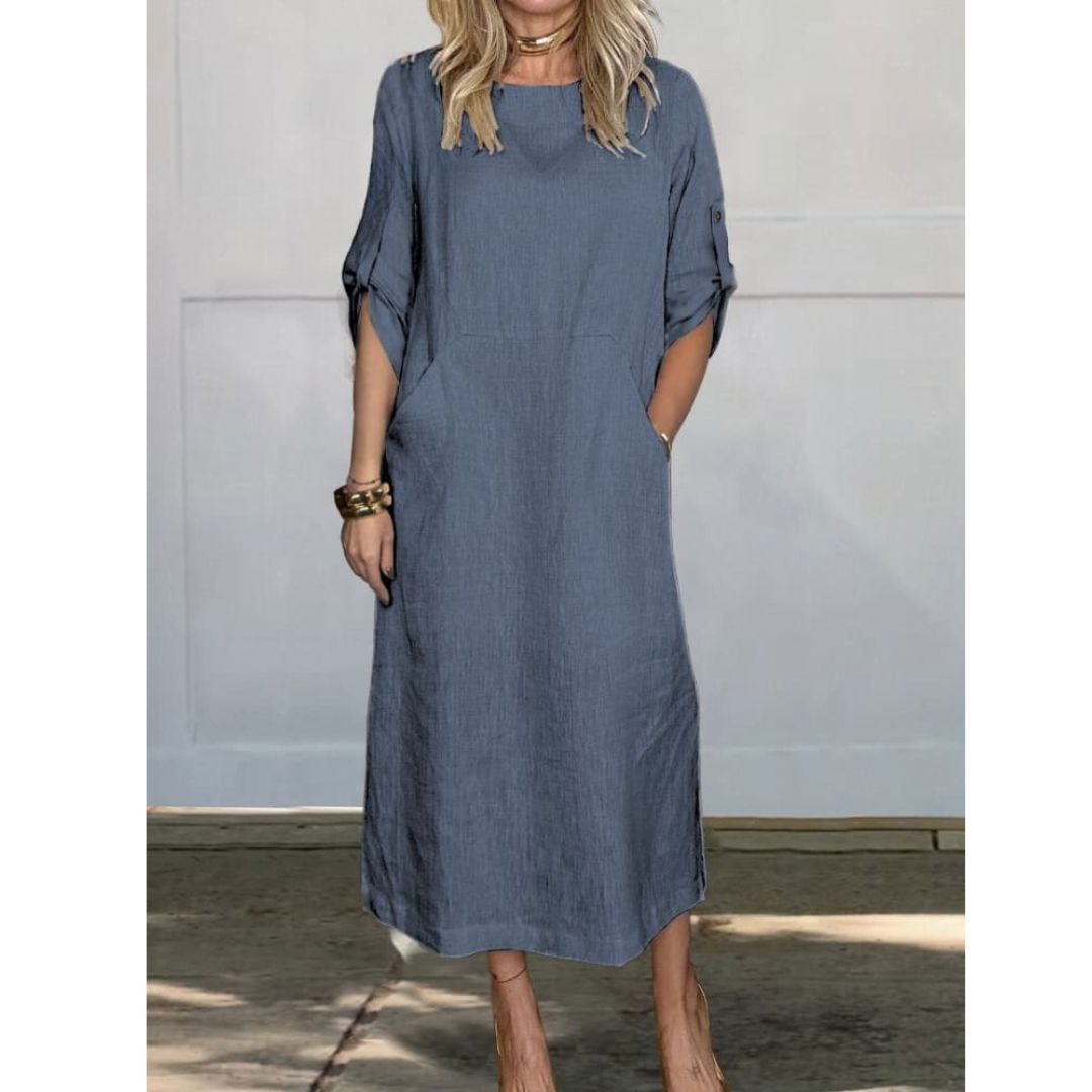 Lily™ | Comfortable Solid Color Linen Pocket Dress