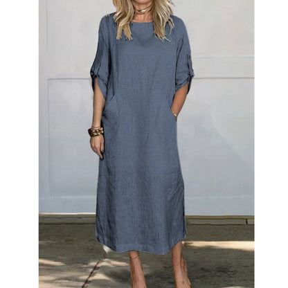 Lily™ | Comfortable Solid Color Linen Pocket Dress