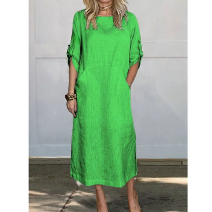 Lily™ | Comfortable Solid Color Linen Pocket Dress