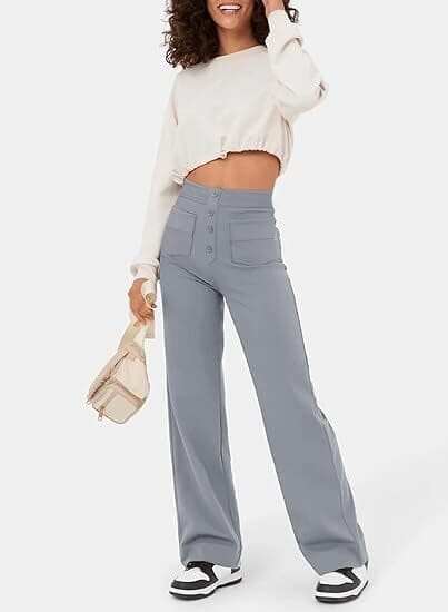 Lily™ | High-Waist Casual Pants women pants Minha loja Grey S 