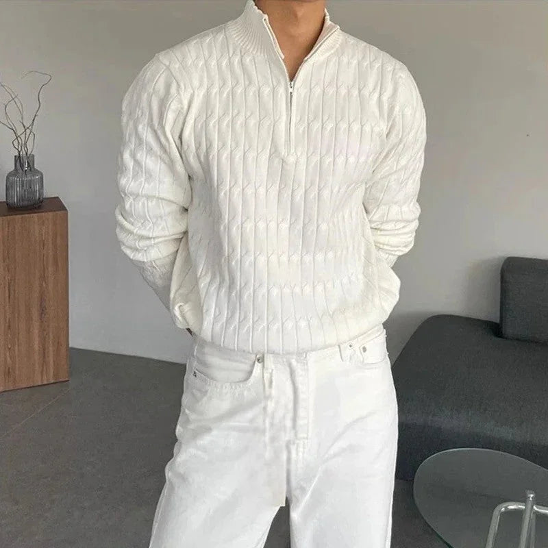 Hvid sweater med lynlås