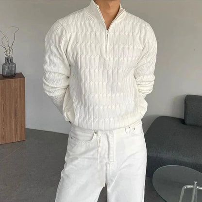 Hvid sweater med lynlås