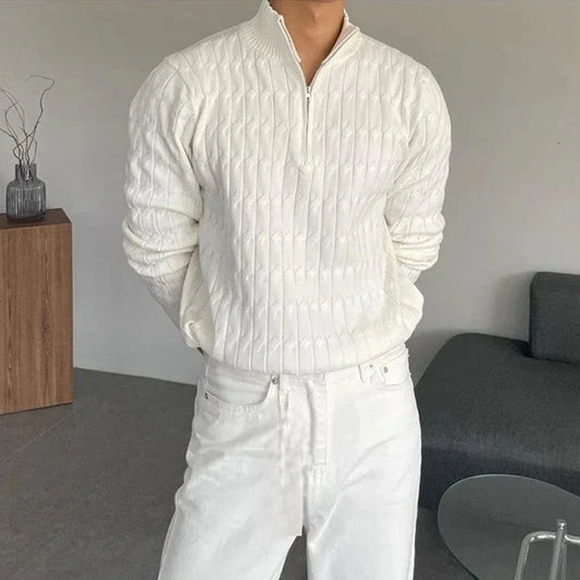 Zipped White Sweater