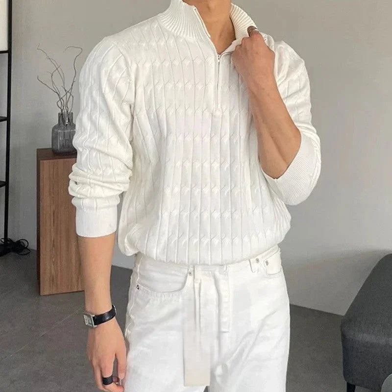 Hvid sweater med lynlås