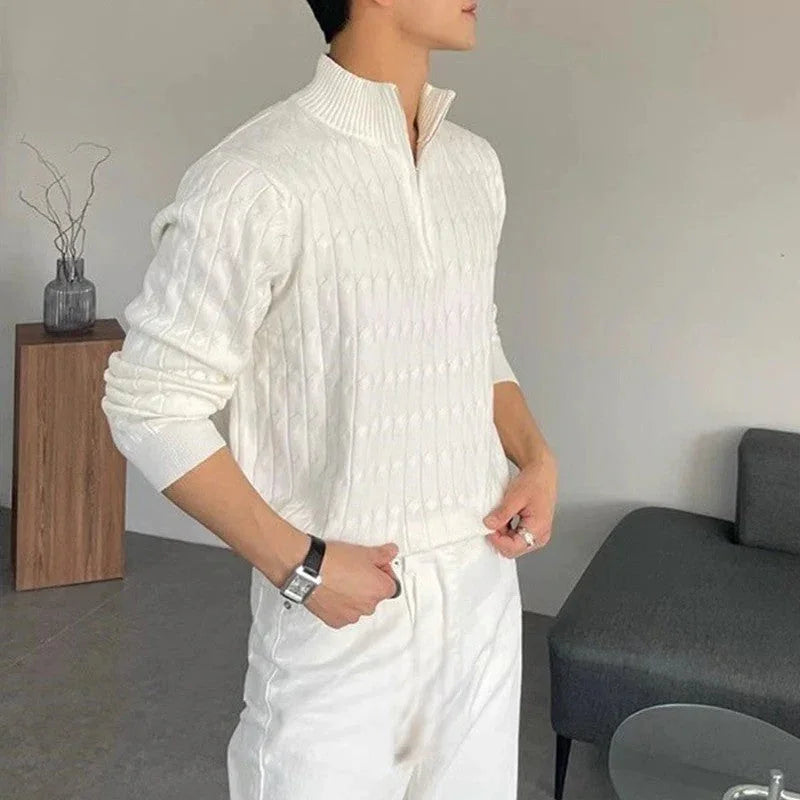 Hvid sweater med lynlås