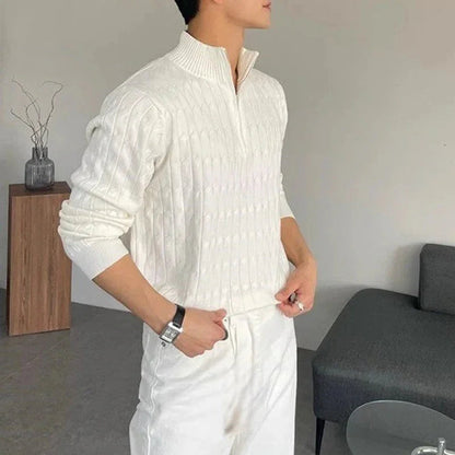 Hvid sweater med lynlås