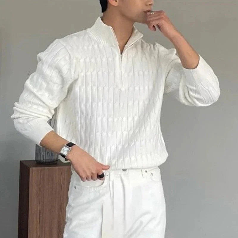 Hvid sweater med lynlås