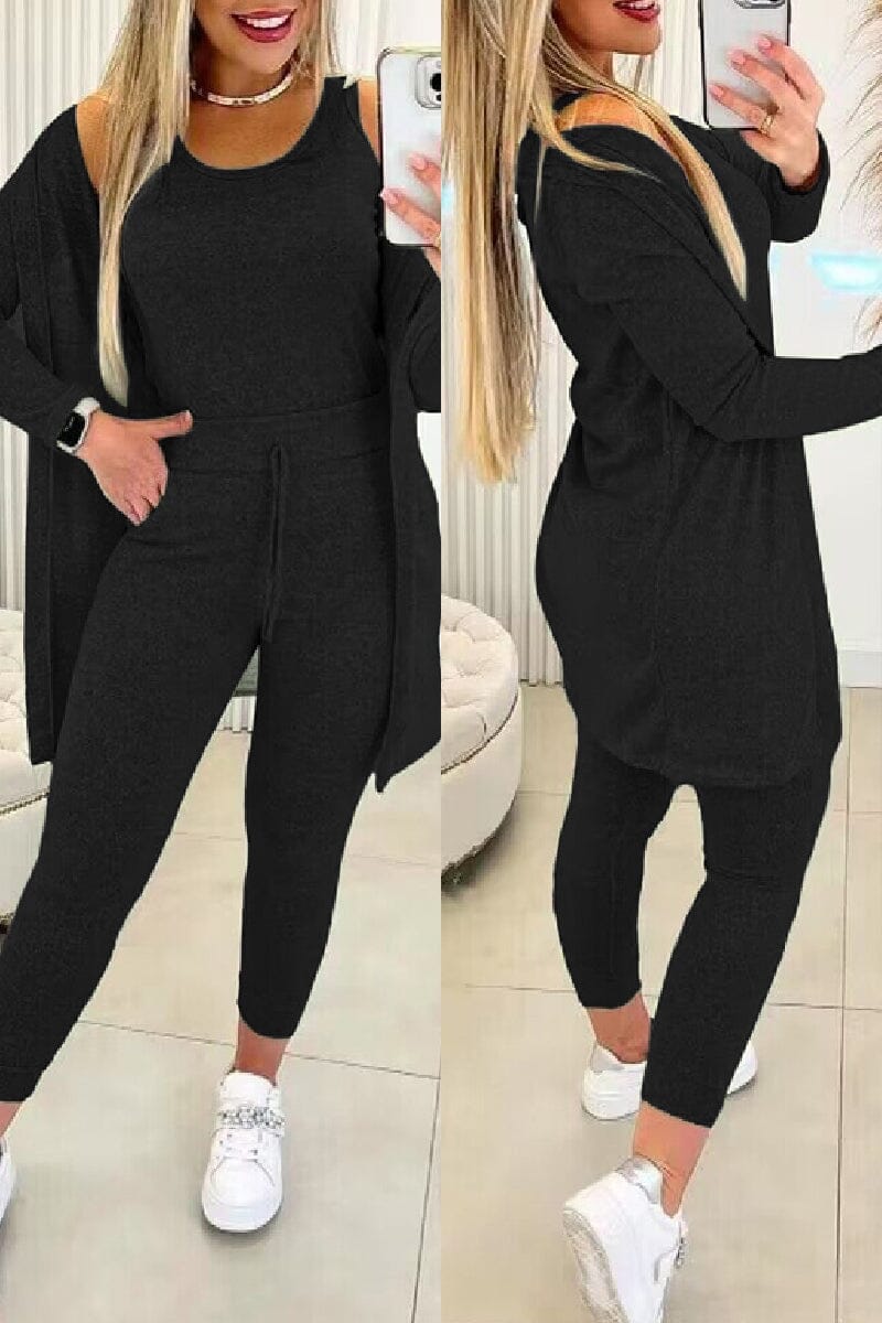 Nova | Relaxed 3-Piece Set Outfit Sets Minha loja Black S 
