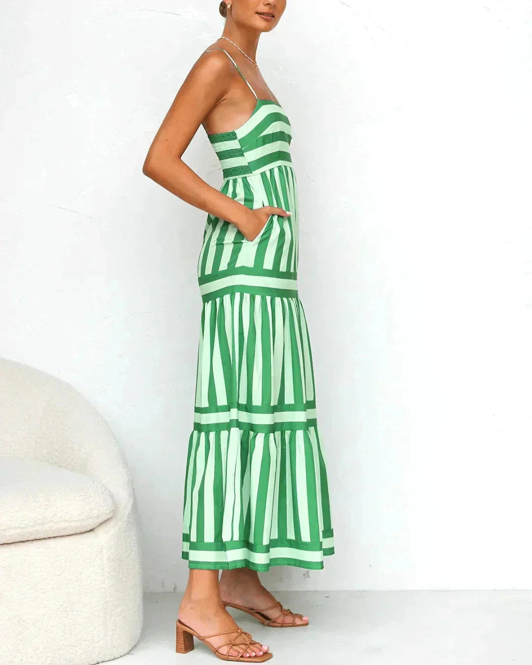 Olivia | Striped Pattern Dress Dress Minha loja 